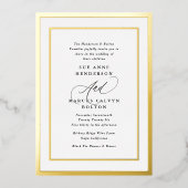 Invitation En Aluminium Noir et blanc Modernisation Calligraphie Mariage (Recto)