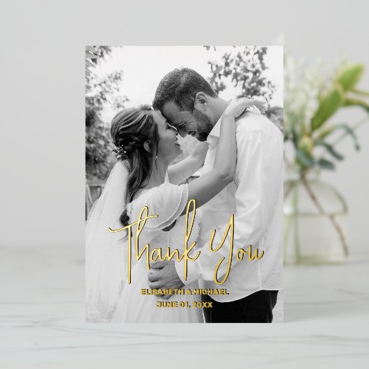 Invitation En Aluminium Noir et blanc Vrai Mariage d'or (Debout devant)