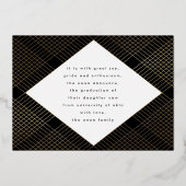 Invitation En Aluminium Noir et Jaune Géométrique Or Collège (Verso)