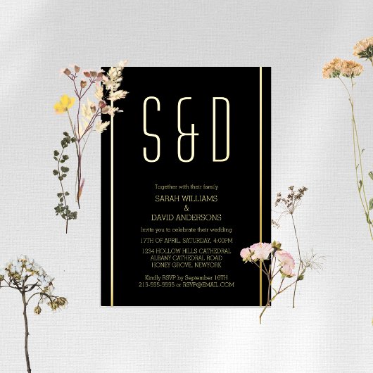 Invitation En Aluminium Noir minimaliste simple