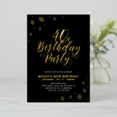 Invitation En Aluminium Noir moderne 40e fête d'anniversaire Real (Debout devant)