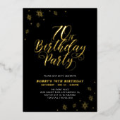 Invitation En Aluminium Noir moderne 70e fête d'anniversaire Real (Recto)