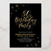 Invitation En Aluminium Noir moderne 80e fête d'anniversaire Real (Recto)