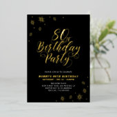 Invitation En Aluminium Noir moderne 80e fête d'anniversaire Real (Debout devant)