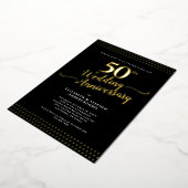 Invitation En Aluminium Noir moderne avec Or 50ème anniversaire Mariage (Rotation)