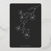 Invitation En Aluminium Noir moderne, blanc et or, or mariage floral (Verso)