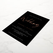 Invitation En Aluminium Noir moderne Calligraphie Script Mariage Or (Rotation)