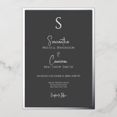 Invitation En Aluminium Noir moderne élégant minimal (Recto)