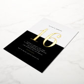 Invitation En Aluminium Noir moderne et blanc 60e anniversaire Gold Foil (Rotation)