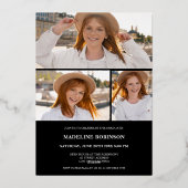 Invitation En Aluminium Noir moderne minimum 4 Script photo Graduation (Verso)