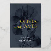 Invitation En Aluminium Noir Moody Botanical Wedding Enregistrer la date (Recto)