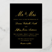 Invitation En Aluminium noir MR & MRS or mariage (Recto)