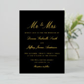 Invitation En Aluminium noir MR & MRS or mariage (Debout devant)