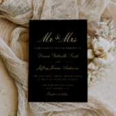 Invitation En Aluminium noir MR & MRS or mariage