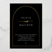 Invitation En Aluminium Noir Or Formal Mariage élégant | Photo Arch (Recto)