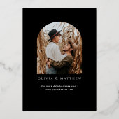 Invitation En Aluminium Noir Or Formal Mariage élégant | Photo Arch (Verso)