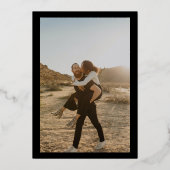 Invitation En Aluminium Noir or gras noms chic 2 photos mariage (Verso)