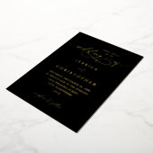Invitation En Aluminium Noir & Or Moderne Calligraphie 3 Mariage (Rotation)