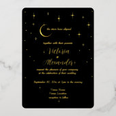 Invitation En Aluminium Noir Or Moderne Minimal Celestial (Recto)