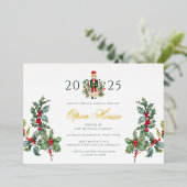 Invitation En Aluminium Noisette de Noël Open House Holiday Gold (Debout devant)