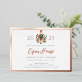Invitation En Aluminium Noisette de Noël Open House Holiday Rose Gold (Debout devant)
