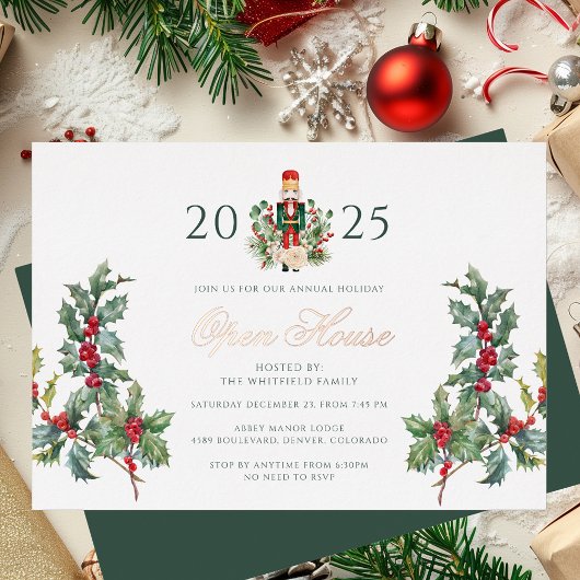 Invitation En Aluminium Noisette de Noël Open House Holiday Rose Gold
