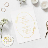 Invitation En Aluminium Nom blanc simple Mariage frontière ovale réel