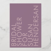 Invitation En Aluminium Nom personnalisé moderne Mauve violet Fête des mar (Verso)