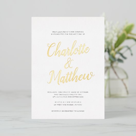 Invitation En Aluminium Nom surdimensionné Calligraphy Script Mariage REAL (Debout devant)