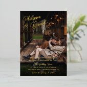 Invitation En Aluminium Noms Dans Gold Foil Script Photo Mariage (Debout devant)