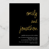 Invitation En Aluminium Noms de script Code QR Mariage Luxe Noir (Recto)