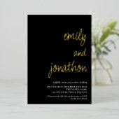 Invitation En Aluminium Noms de script Code QR Mariage Luxe Noir (Debout devant)