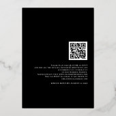 Invitation En Aluminium Noms de script Code QR Mariage Luxe Noir (Verso)