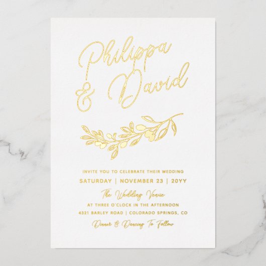 Invitation En Aluminium Noms Des Branches Berry Dans Le Mariage De Script  (Recto)