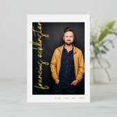 Invitation En Aluminium Noms d'or modifiables Photo Université Diplôme (Debout devant)