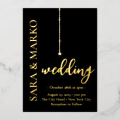 Invitation En Aluminium NOMS en or noir Mariage simple (Recto)