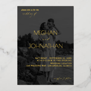 Invitation En Aluminium Noms Photo Moderne Noir & Blanc 6 Vertical Mariage