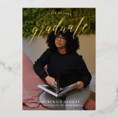 Invitation En Aluminium Noteworthy Real Gold Script 2 Photo Graduate (Recto)