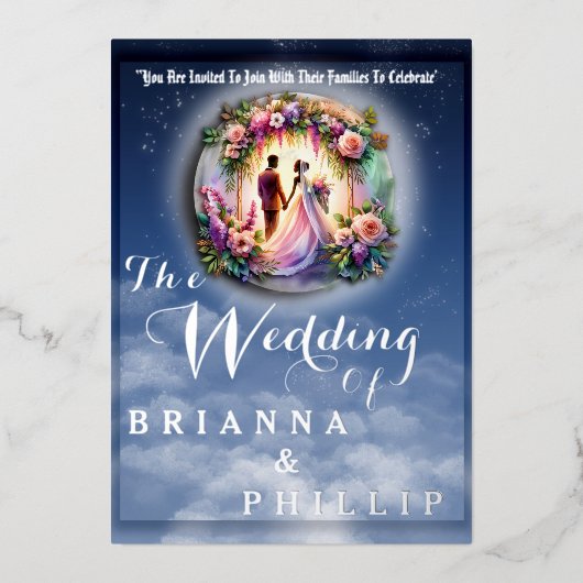 Invitation En Aluminium Notre Amour Atteint Le Mariage Lune (Recto)