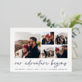 Invitation En Aluminium Notre aventure commence | Multi Photo Enregistrer  (Debout devant)