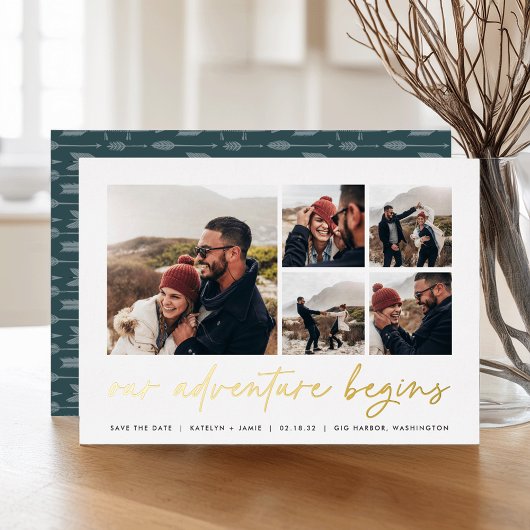 Invitation En Aluminium Notre aventure commence | Multi Photo Enregistrer 