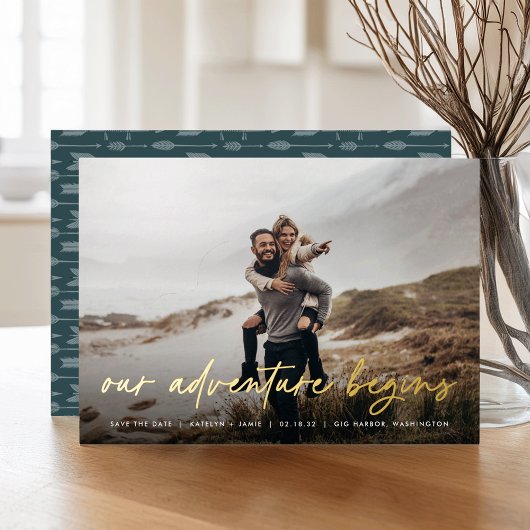 Invitation En Aluminium Notre aventure commence | Photo complète Enregistr