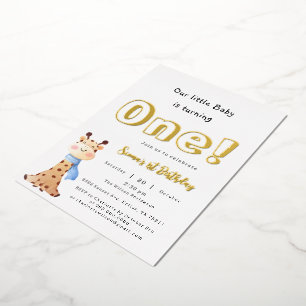 Invitation En Aluminium Notre bébé devient un girafon adorable 1er anniver