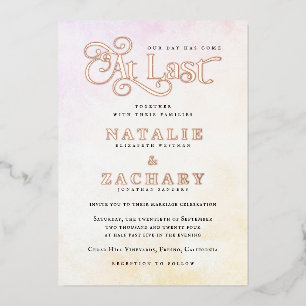 Invitation En Aluminium Notre Jour Est Enfin Arrivé Mariage Or
