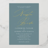 Invitation En Aluminium Notre Mariage Écriture Bleue Mariage Langue França (Recto)