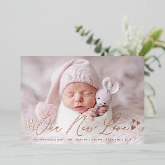 Invitation En Aluminium Notre Nouvelle Annonce de Naissance avec Texte en (Debout devant)