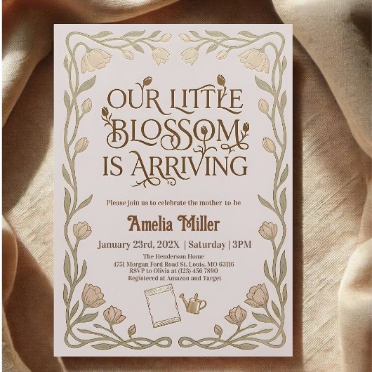 Invitation En Aluminium Notre petite fleur arrive