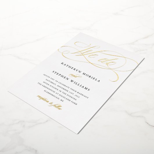 Invitation En Aluminium NOUS FAISONS Classic Calligraphy Mariage Gold (Rotation)