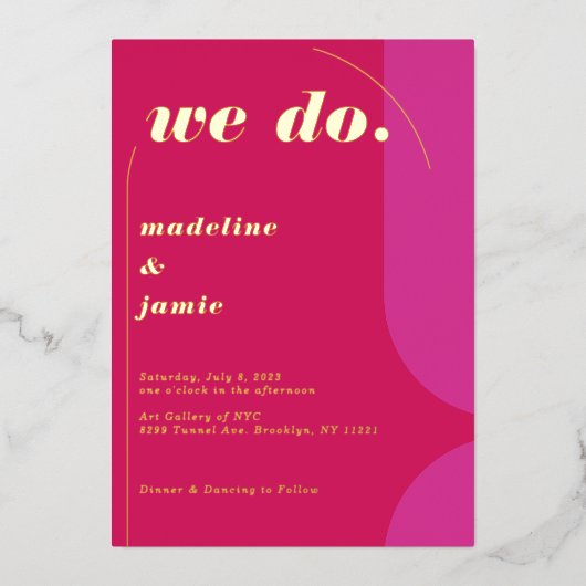 Invitation En Aluminium Nous Faisons Moderne Gras Rose Magenta Retro Abstr (Recto)