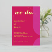 Invitation En Aluminium Nous Faisons Moderne Gras Rose Magenta Retro Abstr (Debout devant)